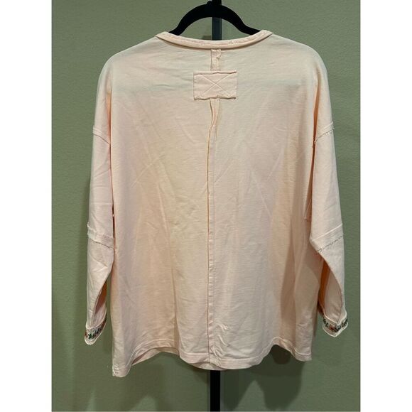 Size S (Oversized) Easel Los Angeles Notched V-Neckline 100% Cotton Terry Knit P - Picture 4 of 11